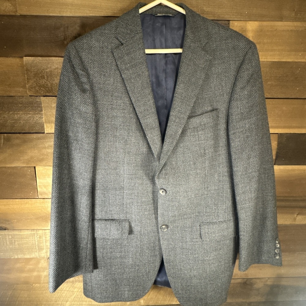 Saks Fifth Avenue Men's Blazer 42L Gray Wool Alpaca Made in Canada Vintage